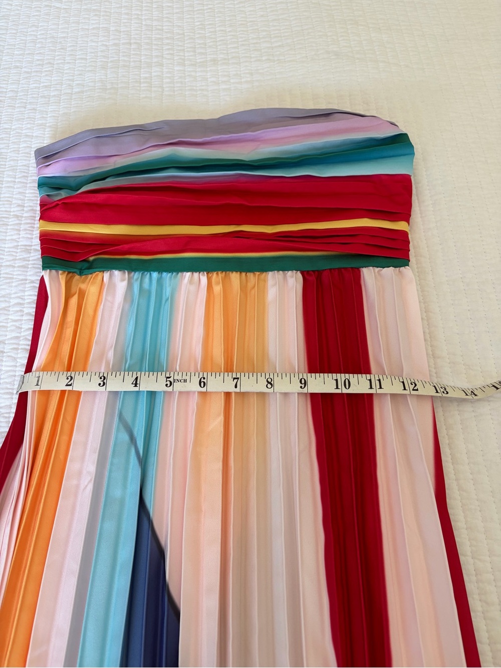 Strapless Multicolor Pleated Maxi Dress - Picture 8 of 9